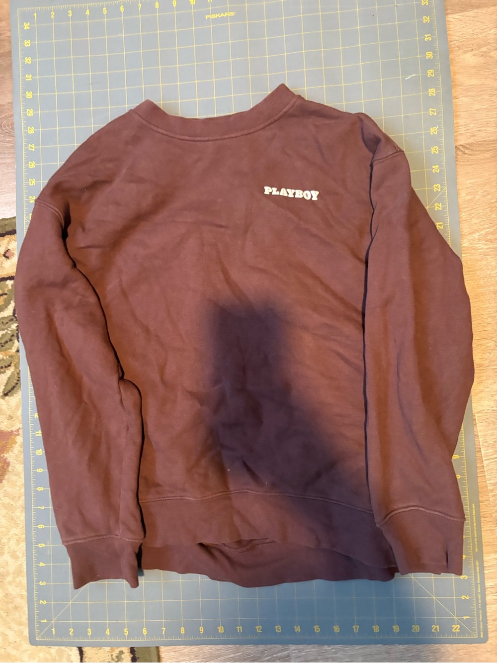PLAYBOY by Pacsun Men's Dark Brown Crewneck Sweatshirt with Small Logo